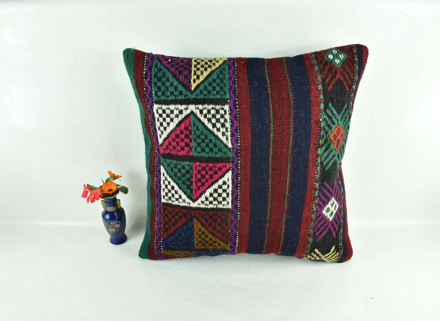 Kilim Pillow Cover 20x20 Home Decorative Handmade Ethnic Oushak Rug Pillow A1877