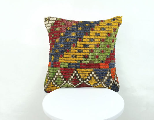 16x16 Ethnic Vintage Turkish Rug Pillow Cover Home Decorative Boho Cushion 1613