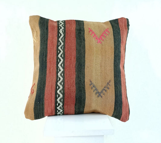 16x16 Ethnic Vintage Turkish Rug Pillow Cover Home Decorative Boho Cushion 2336