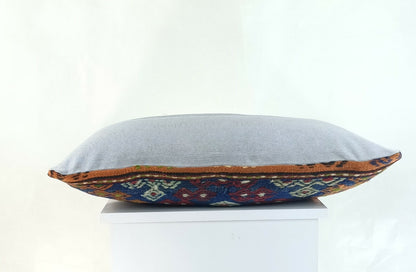 Kilim Pillow Cover 12x24 Traditional Oushak Rug Wool Throw Lumbar Cushion A925