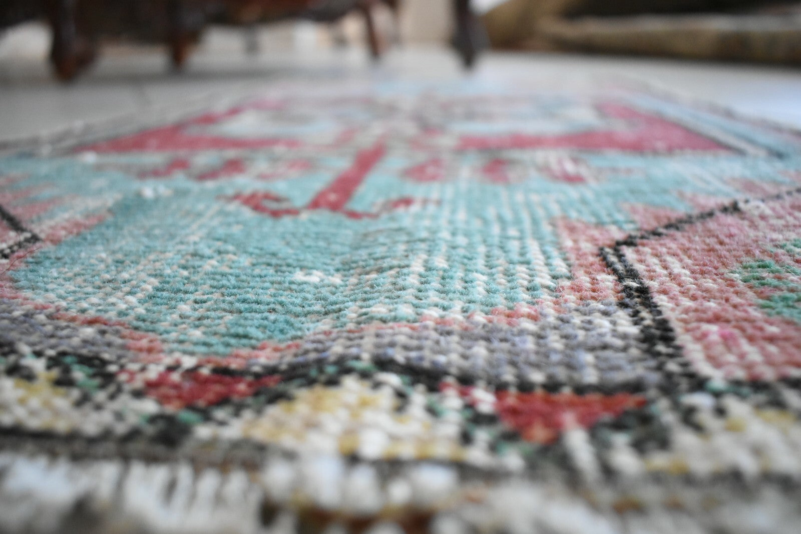 Turkish Runner 2.6x1.4 ft Runner Vintage Oushak Runner Small Faded Runner Y12