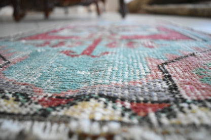 Turkish Runner 2.6x1.4 ft Runner Vintage Oushak Runner Small Faded Runner Y12