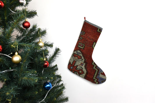 Kilim Christmas Stocking Vintage Rug Stocking Ethnic Decorative Xmas Socks S921