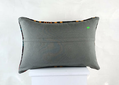 Kilim Pillow Cover 16x24 Ethnic Oushak Rug Boho Tribal Ottoman Cushion E1232