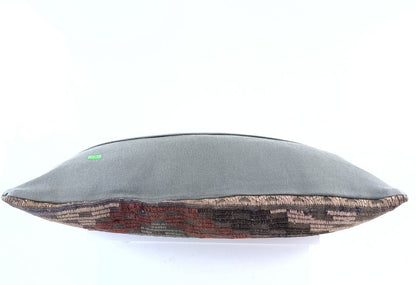 Kilim Pillow Cover 16x24 Tribal Vintage Turkish Carpet Lumbar Pillow Cover 1961