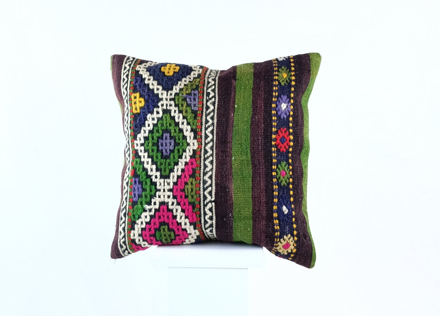 18"x18" Kilim Pillow Cover  Handmade Turkish Vintage Cushion Tribal Lumbar 1835