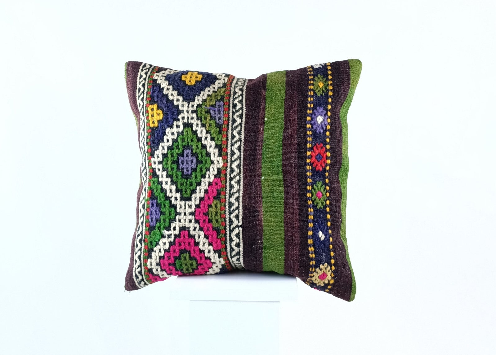 18"x18" Kilim Pillow Cover  Handmade Turkish Vintage Cushion Tribal Lumbar 1835