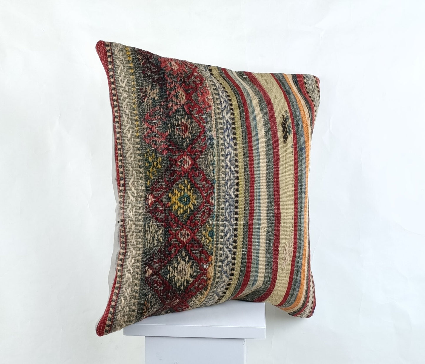 18"x18" Kilim Pillow Cover  Handmade Turkish Vintage Cushion Tribal Lumbar 2638