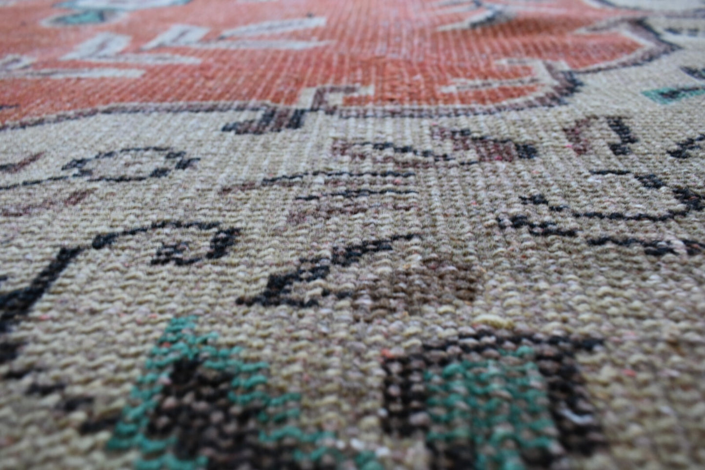 Large Turkish Rug 9.2x5.2 ft Vintage Rug Faded Oushak Rug Living Room Carpet B23