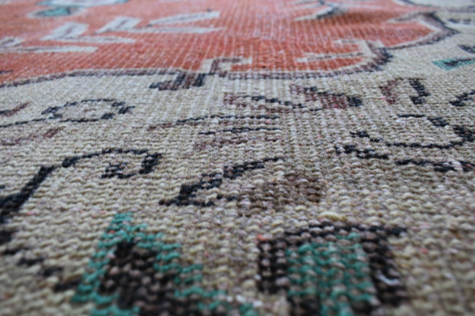 Large Turkish Rug 9.2x5.2 ft Vintage Rug Faded Oushak Rug Living Room Carpet B23