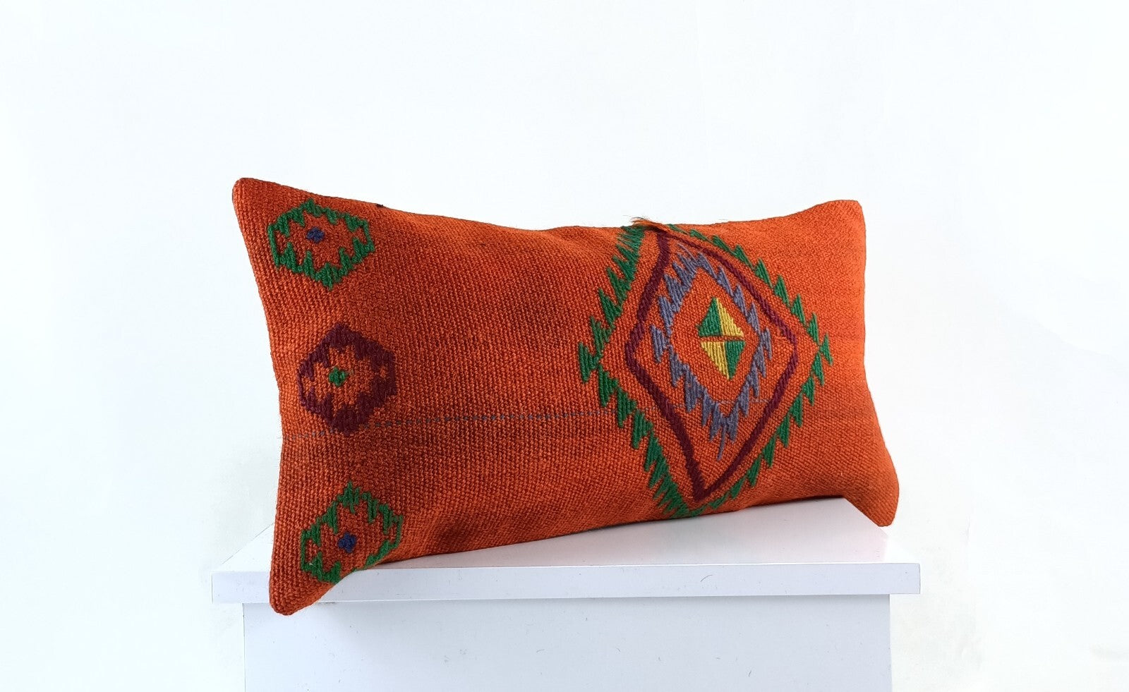 10x20 Kilim Lumbar Pillow Cover Vintage Ethnic Oushak Kilim Pillow Cover E1113