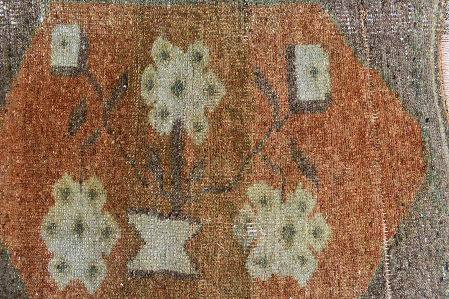 Vintage Runner 2x1.4 ft Mini Turkish Rug Oushak Runner Anatolian Runner Y98