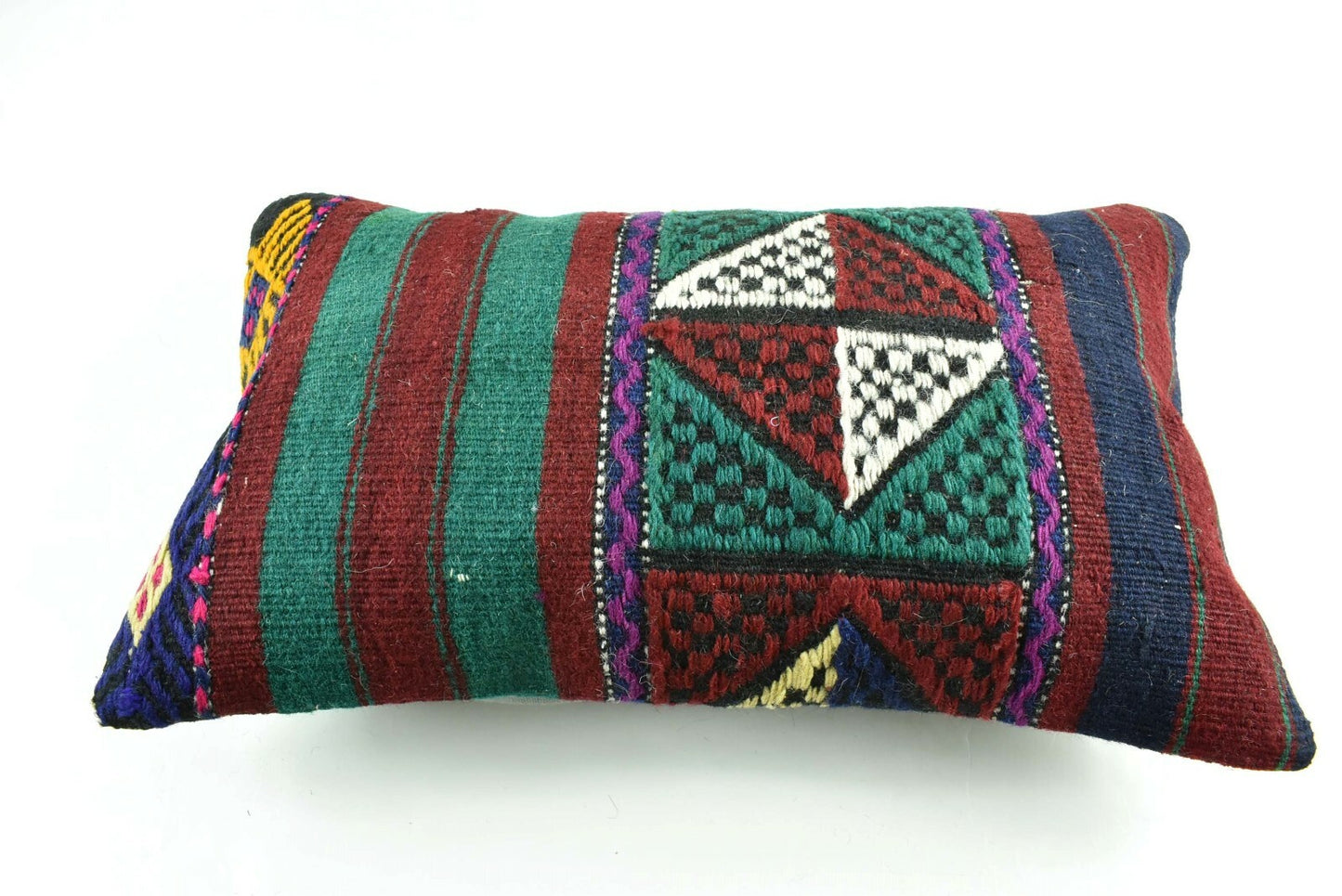 Kilim Pillow Cover 12x20 Turkish Handmade Vintage Couch Lumbar Cushion  A1799