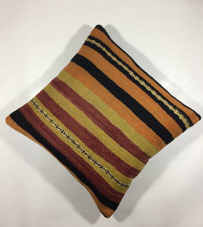 18"x18" Kilim Pillow Cover  Handmade Turkish Vintage Cushion Tribal Lumbar 694