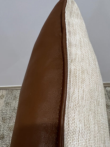 Genuine Leather Fabric Double Sided Pillow Cover Black Brown Lumbar Cushion Case