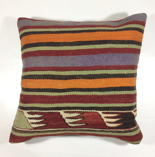18"x18" Kilim Pillow Cover  Handmade Turkish Vintage Cushion Tribal Lumbar 179