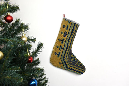 Kilim Christmas Stocking Vintage Rug Stocking Ethnic Decorative Xmas Socks S866