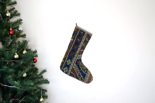 Kilim Christmas Stocking Vintage Rug Stocking Ethnic Decorative Xmas Socks S399