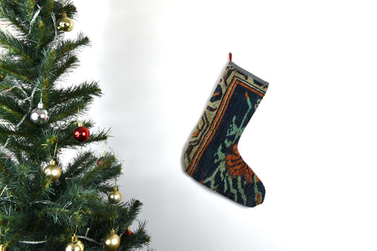 Kilim Christmas Stocking Vintage Rug Stocking Ethnic Decorative Xmas Socks S578