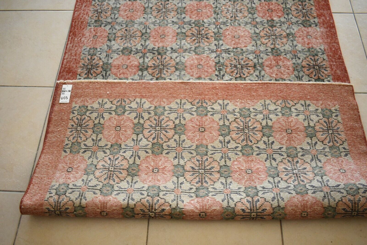 Vintage Oushak Rug 6.6x3.8 ft Turkish Floor Rug Faded Area Rug Oriental Rug U03