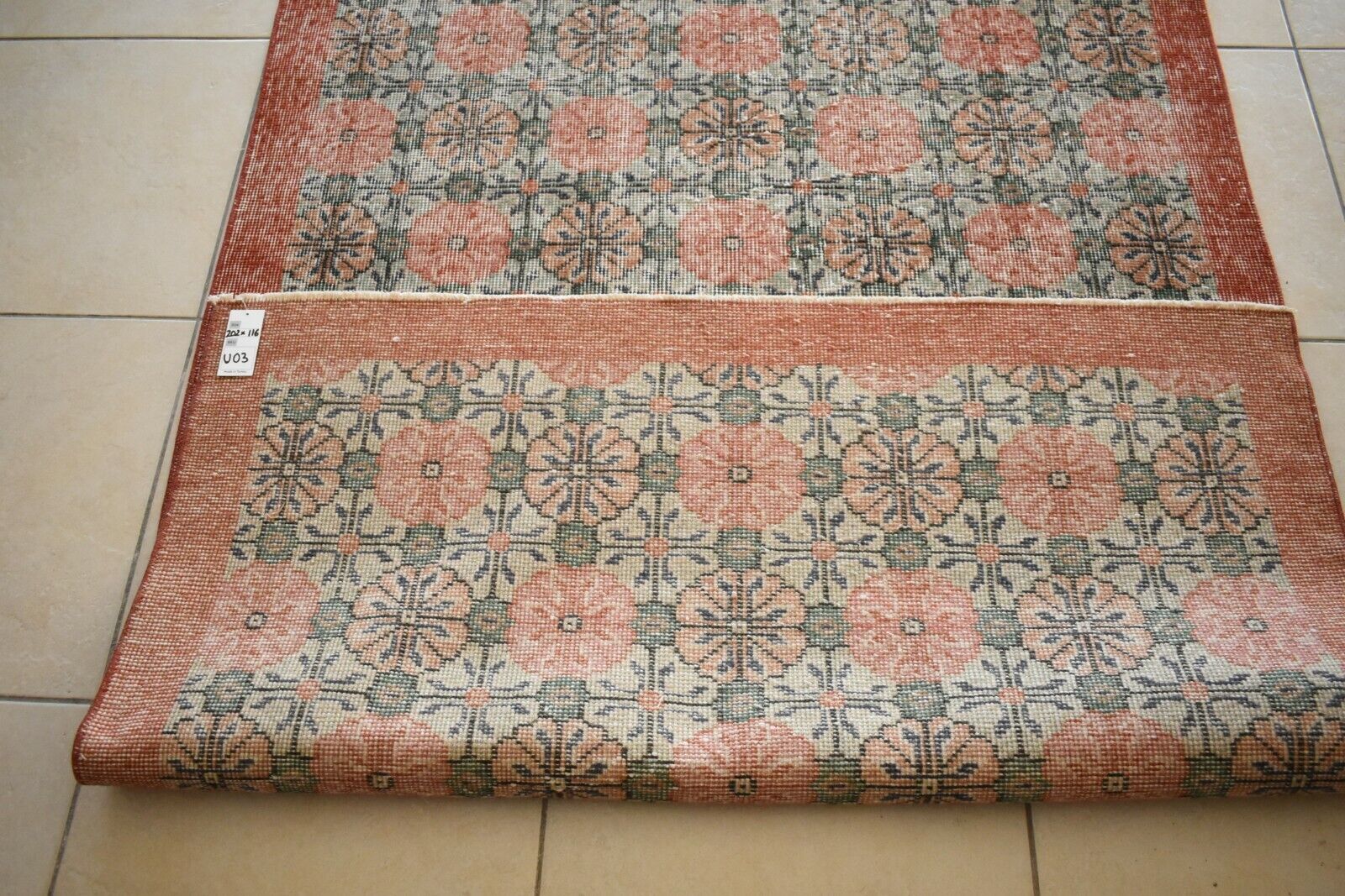 Vintage Oushak Rug 6.6x3.8 ft Turkish Floor Rug Faded Area Rug Oriental Rug U03