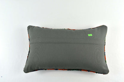 Kilim Pillow Cover 12x20 Handmade Turkish Rug Boho Ethnic Lumbar Cushion 3294