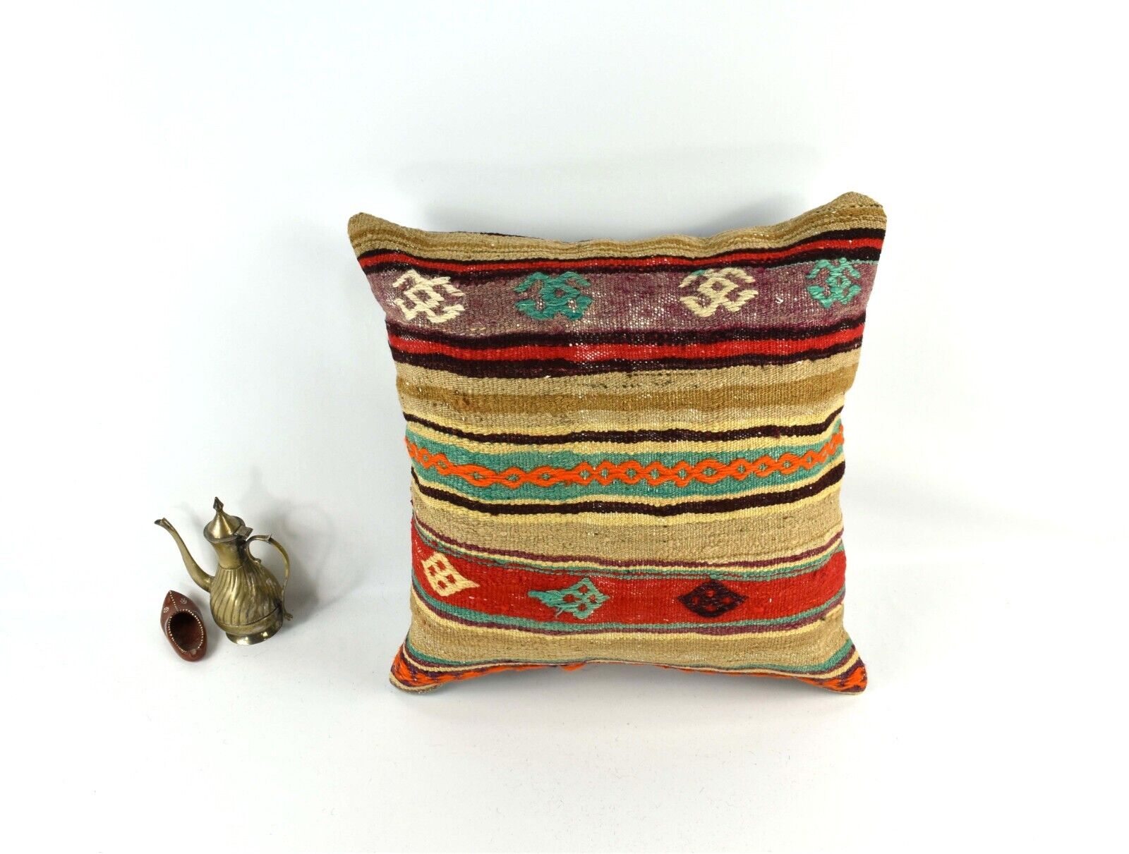 20x20 Kilim Pillow Cover Handmade Vintage Oushak Kilim Cushion Cover 3530