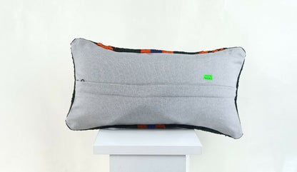 Kilim Lumbar Cover 8x16 in Handmade Oriental Rug Tribal Ethnic Pillow Case A1043