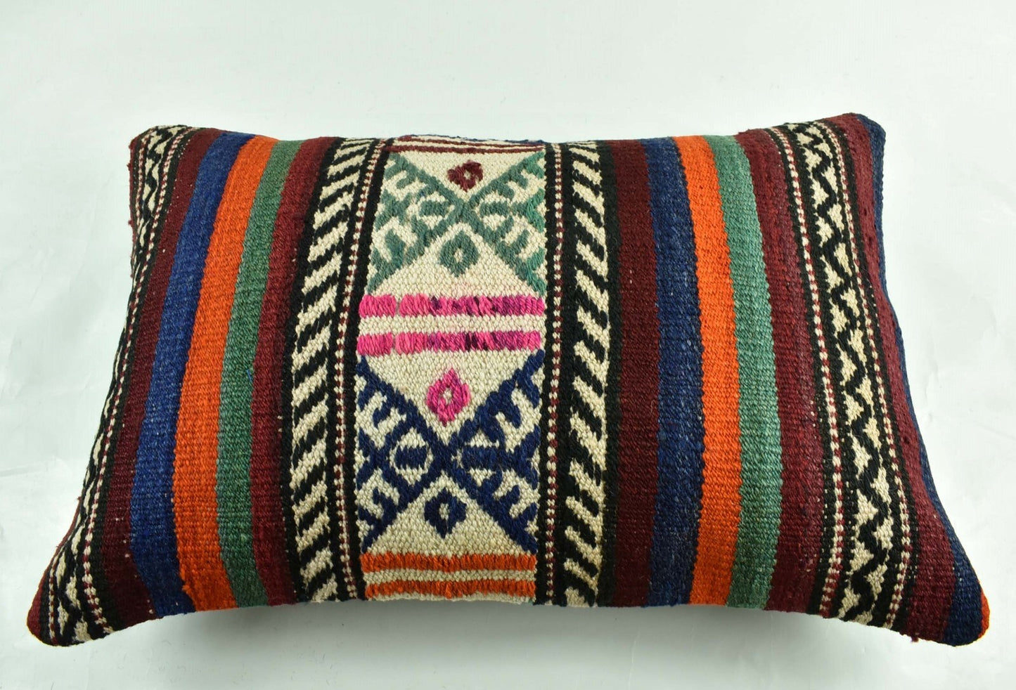 Kilim Pillow Cover 16x24 Tribal Vintage Turkish Carpet Lumbar Pillow Cover 3099