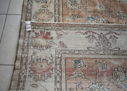 Turkish Rug 8.2x6.5 ft Vintage Rug Faded Oushak Rug Large Living Room Carpet B06