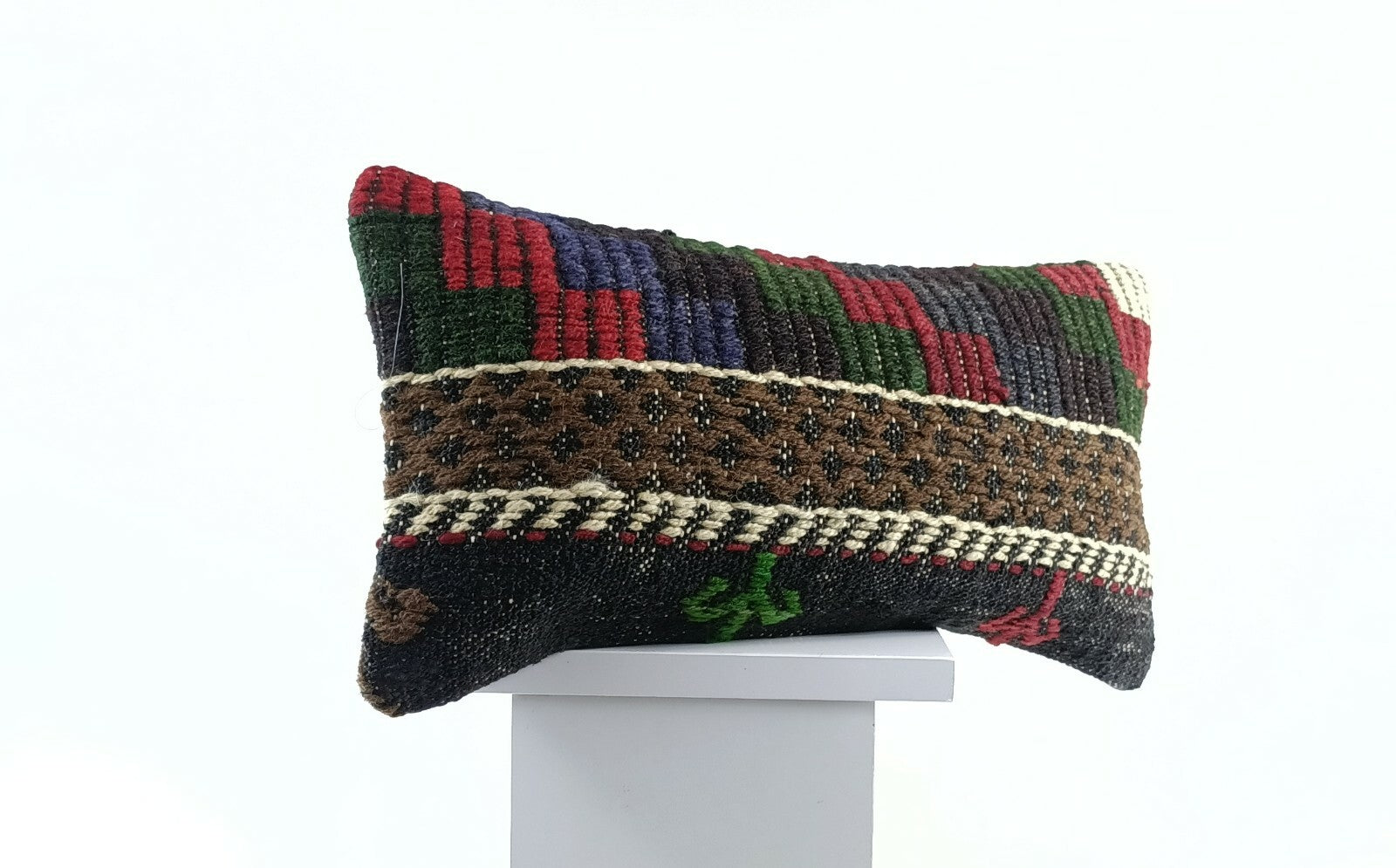 8"x16" Kilim Pillow Cover Handwoven Turkish Rug Traditional Oriental Lumbar E734