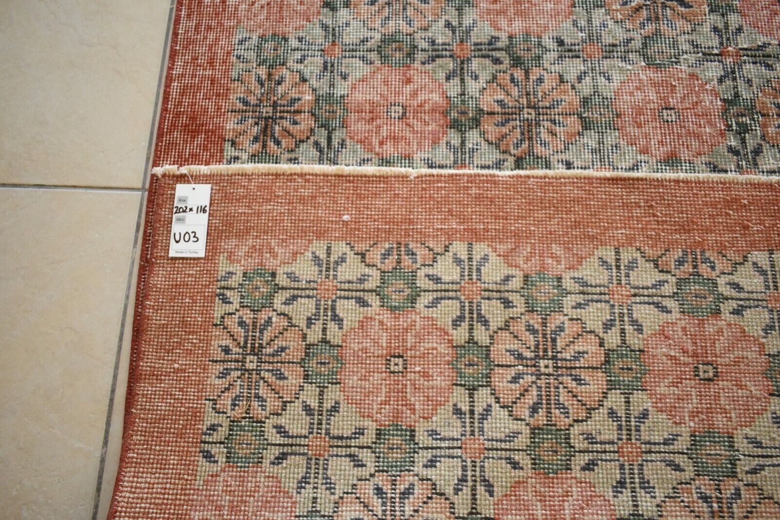 Vintage Oushak Rug 6.6x3.8 ft Turkish Floor Rug Faded Area Rug Oriental Rug U03