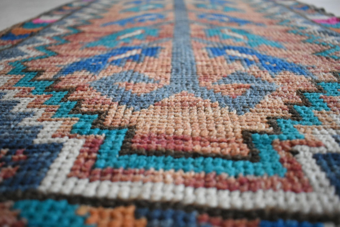 Turkish Runner 3.3x1.8 ft Runner Vintage Oushak Runner Small Faded Runner Y15