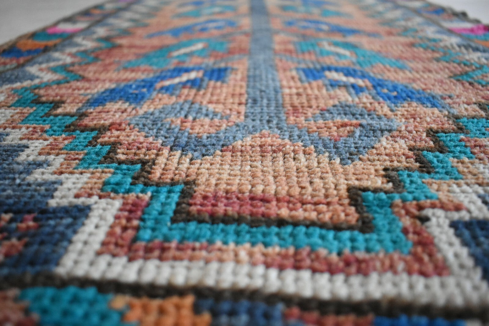 Turkish Runner 3.3x1.8 ft Runner Vintage Oushak Runner Small Faded Runner Y15