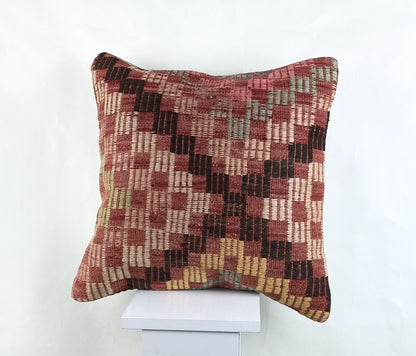 18"x18" Kilim Pillow Cover  Handmade Turkish Vintage Cushion Tribal Lumbar 2645