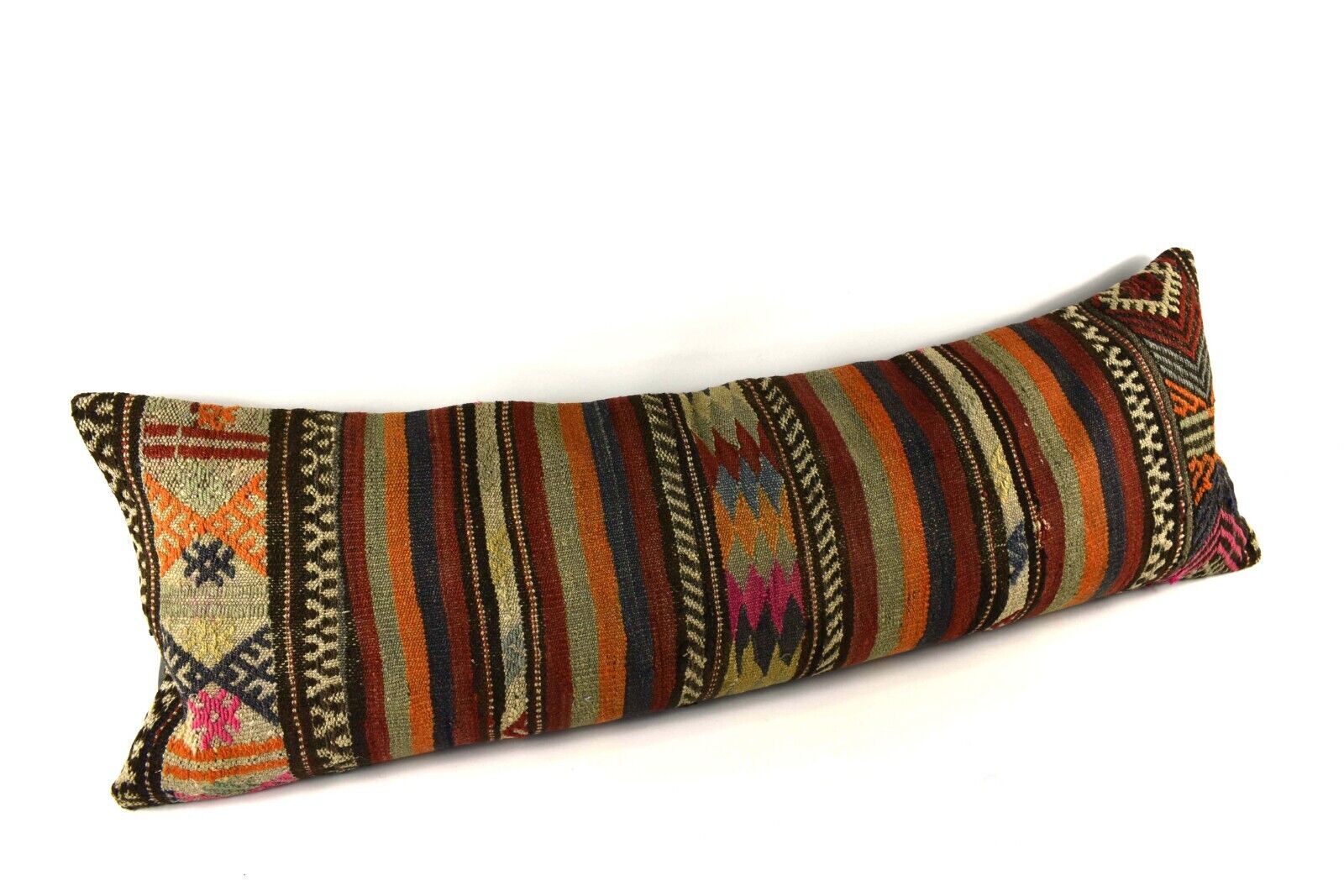 Extra Large Kilim Pillow Cover 16x48 Handmade Ethnic Boho Oriental Lumbar 4362