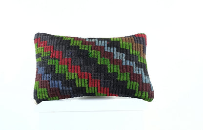 Kilim Pillow Cover 12x20 Turkish Handmade Sofa Couch Floor Lumbar Cushion E1052