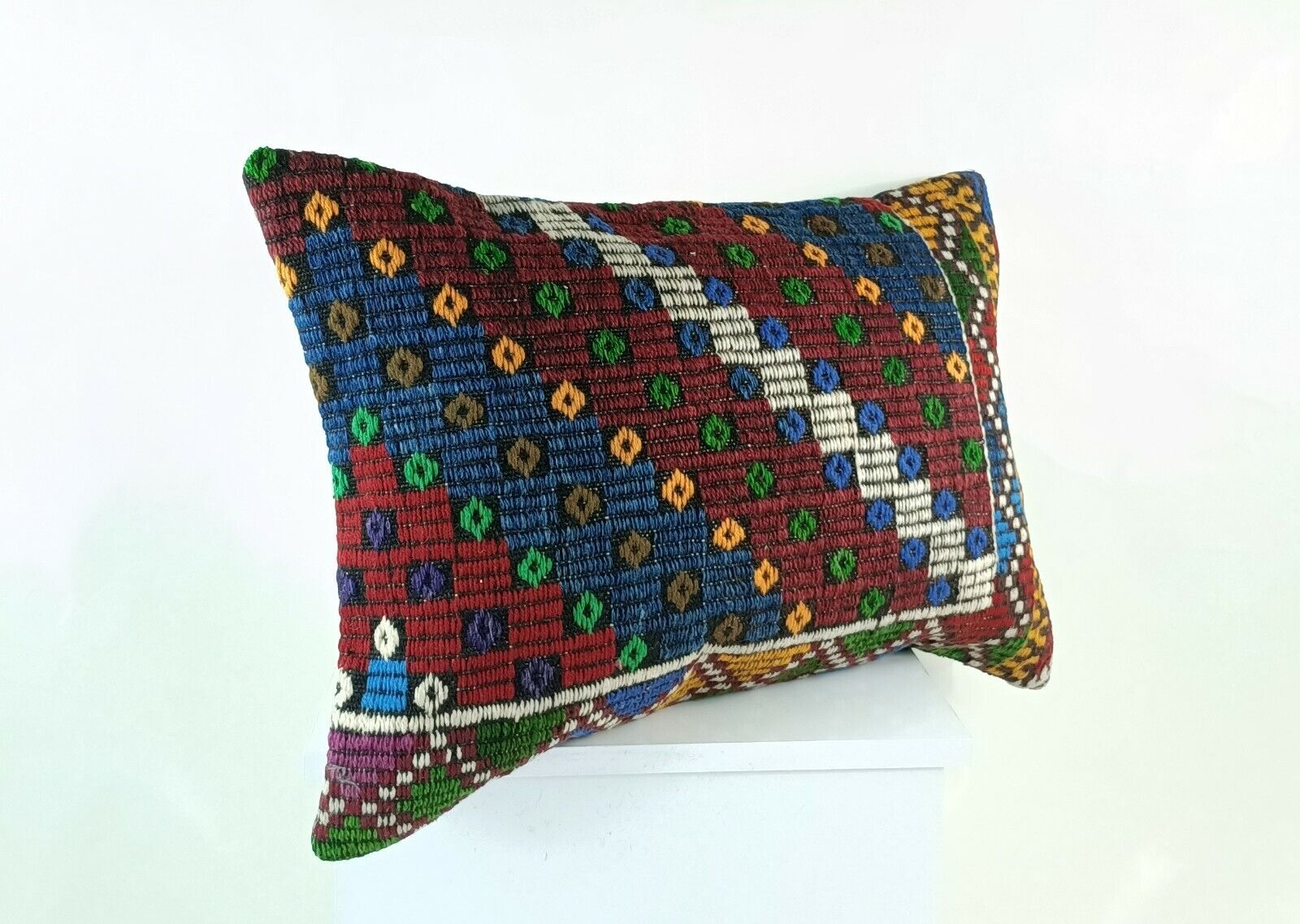 Kilim Pillow Cover 16x24 in Traditional Handmade Anatolian Lumbar Cushion  E1281