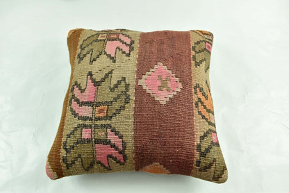 18"x18" Kilim Pillow Cover  Handmade Turkish Vintage Cushion Tribal Lumbar 3010