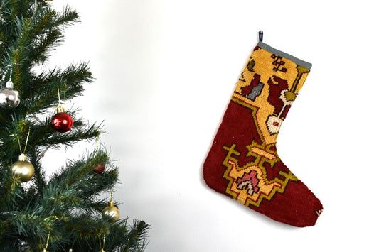 Kilim Christmas Stocking Vintage Rug Stocking Ethnic Decorative Xmas Socks S667