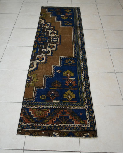 Vintage Runner 7.4x2 ft Oushak Runner Anatolian Rug Faded Turkish Runner R08