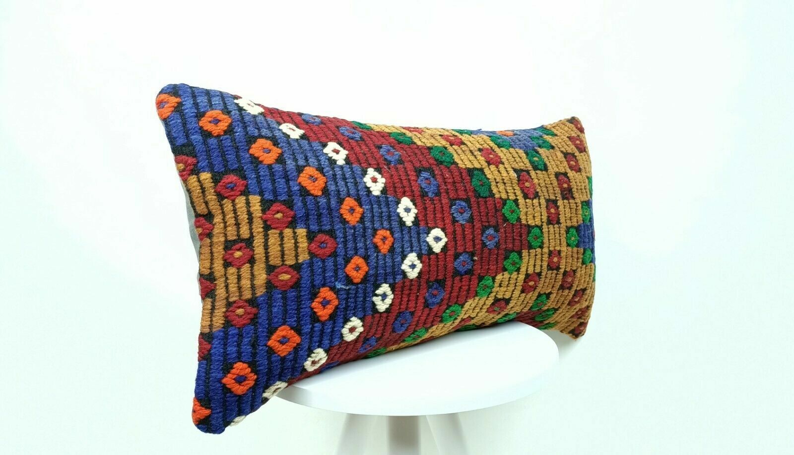 12x24 Kilim Pillow Cover Handmade Turkish Oushak Rug Boho Lumbar Cushion  E425