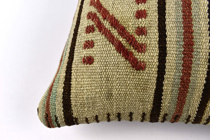 18"x18" Kilim Pillow Cover  Handmade Turkish Vintage Cushion Tribal Lumbar 4624
