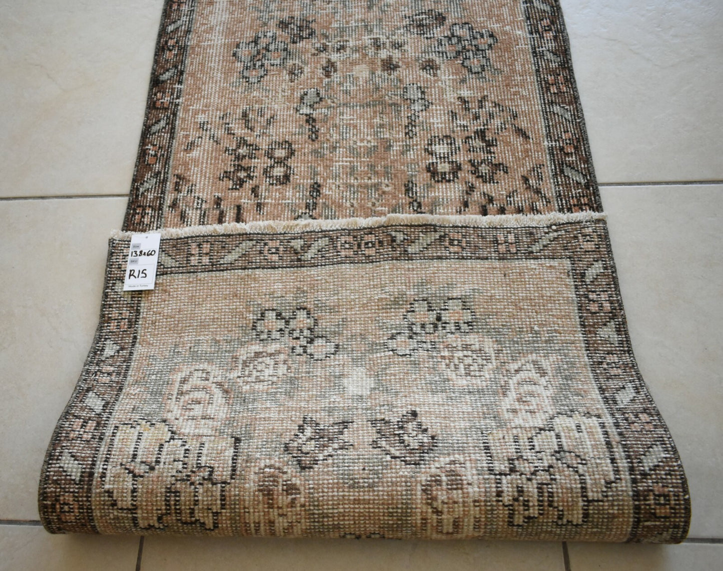 Small Turkish Runner 4.5x1.9 ft Vintage Runner Hallway Runner Handwoven Rug R15