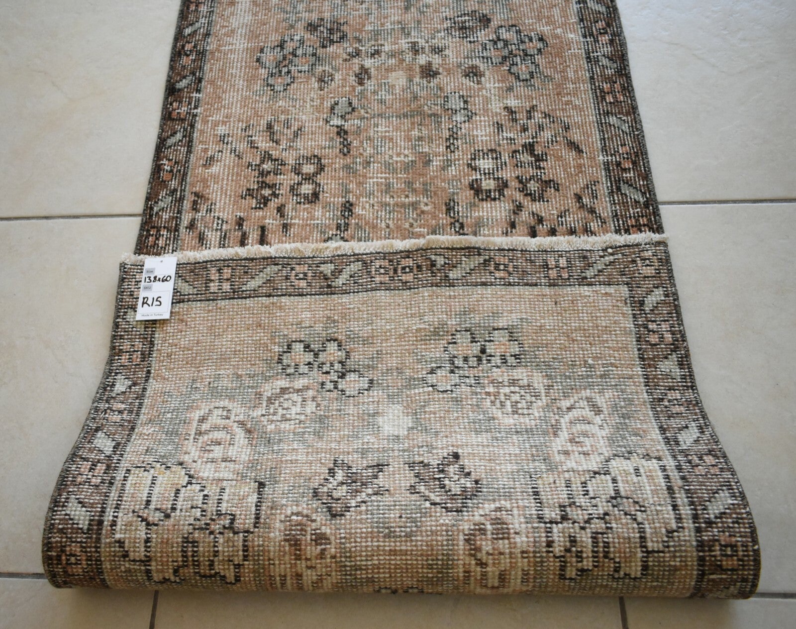 Small Turkish Runner 4.5x1.9 ft Vintage Runner Hallway Runner Handwoven Rug R15