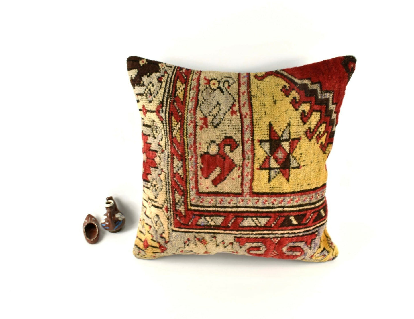 Oushak Kilim Pillow Cover 20x20 Handknotten Vintage Sofa Cushion Cover A2782