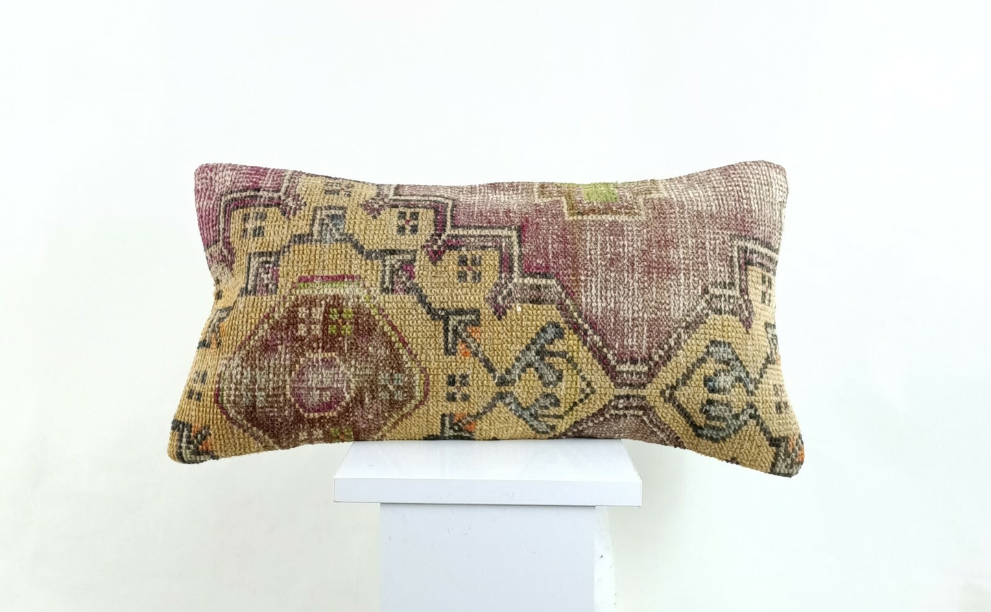 Kilim Lumbar Pillow Cover 10x20 Decorative Sofa Couch Handmade Cushion A1345