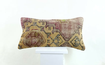 Kilim Lumbar Pillow Cover 10x20 Decorative Sofa Couch Handmade Cushion A1345
