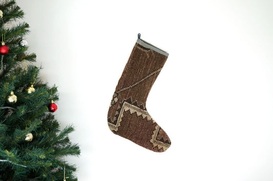 Kilim Christmas Stocking Vintage Rug Stocking Ethnic Decorative Xmas Socks S536