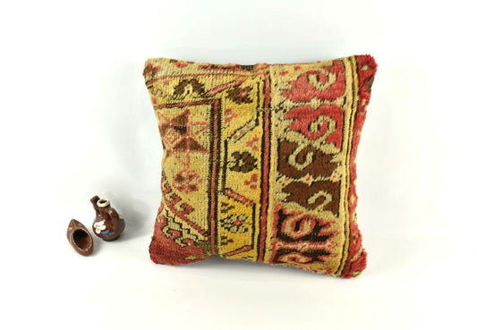 16x16 Oushak Rug Pillow Cover Decorative Handmade Vintage Cushion Cover A2565